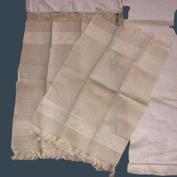 Lot of 7 Embroidered Woven MCM Table Funiture Scarves Crafters Repurpose - Picture 3 of 5